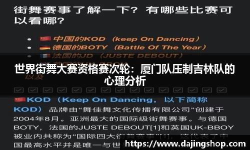 世界街舞大赛资格赛次轮：厦门队压制吉林队的心理分析